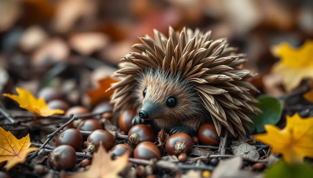 Papierigel mit Kastanie