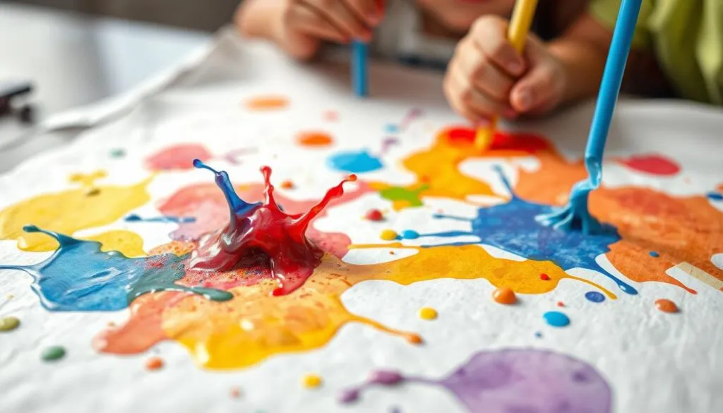 Wasserfarben pusten mit Strohhalmen