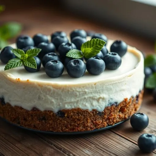 schneller Käsekuchen mit Blaubeeren