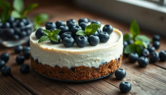 schneller Käsekuchen mit Blaubeeren