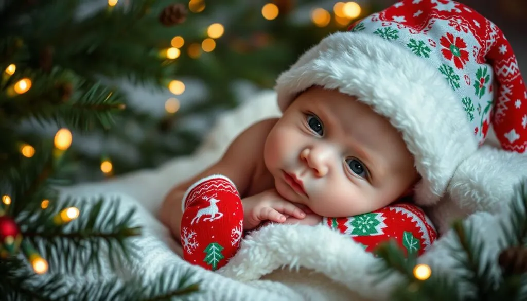 Baby Weihnachtsmützchen und Socken Baby Weihnachtsmützchen und Socken