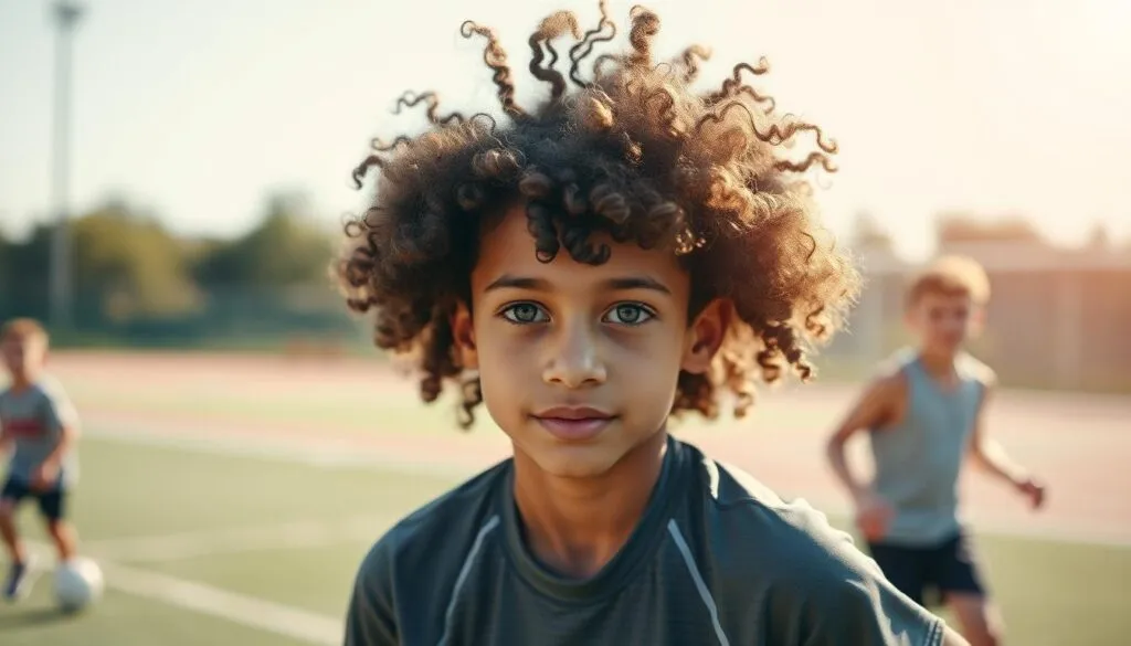 Jungs mit Locken 13 Jahre - Sport und Haarpflege Jungs mit Locken 13 Jahre - Sport und Haarpflege