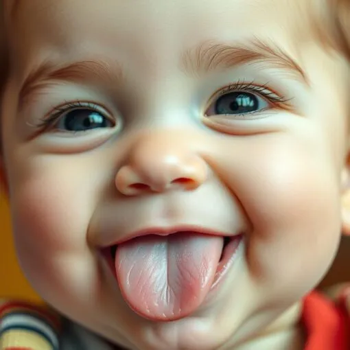 Baby zeigt die Zunge