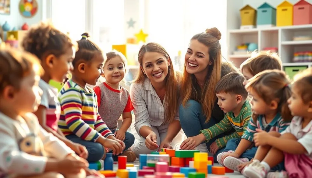 Erzieherin und Kinder