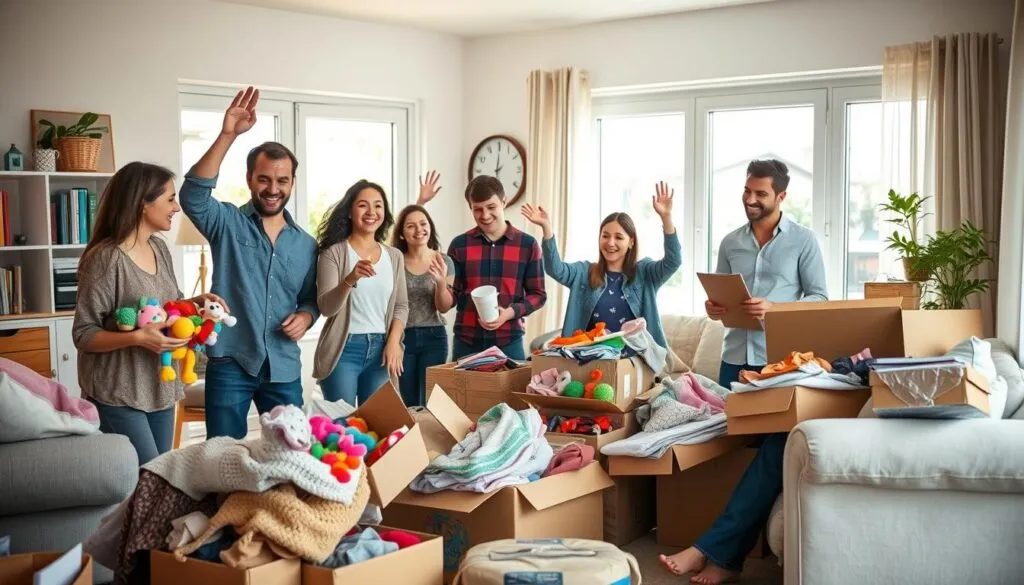 Familienaktivitäten bei der Hausräumung Familienaktivitäten bei der Hausräumung