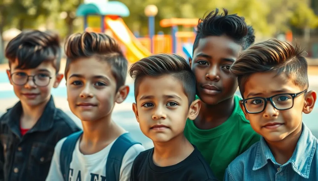 Jungs mit Seitenscheitel Jungs mit Seitenscheitel