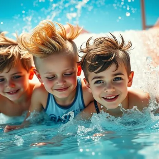 Wasserrutsche Haare Jungs