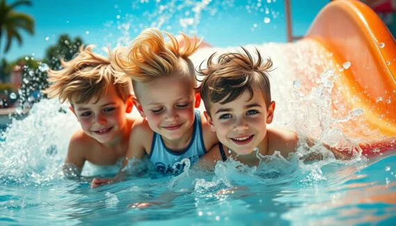 Wasserrutsche Haare Jungs