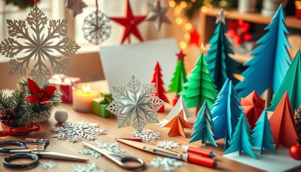 Weihnachtsbasteln mit Falt- und Schnitttechniken