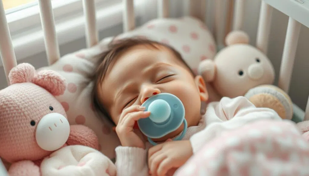 Baby mit Schnuller beim Schlafen Baby mit Schnuller beim Schlafen