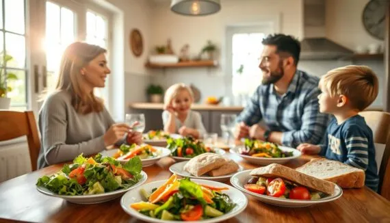 Gesundes Mittagessen Familie