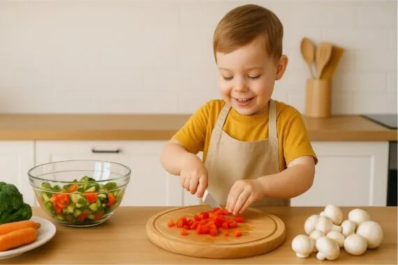 Kinder spielerisch in der Küche