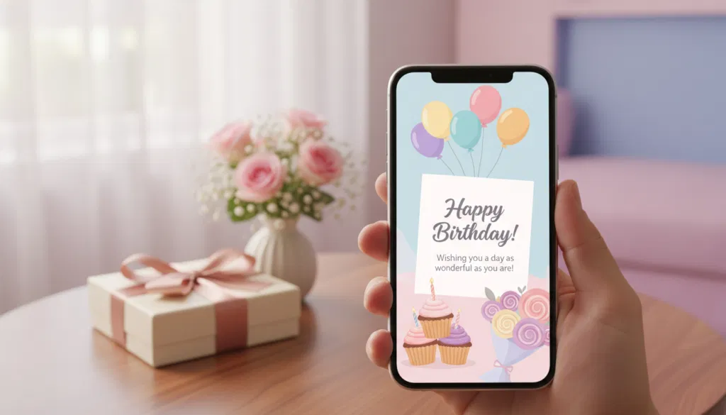Moderne digitale Geburtstagsgrüße für Frauen