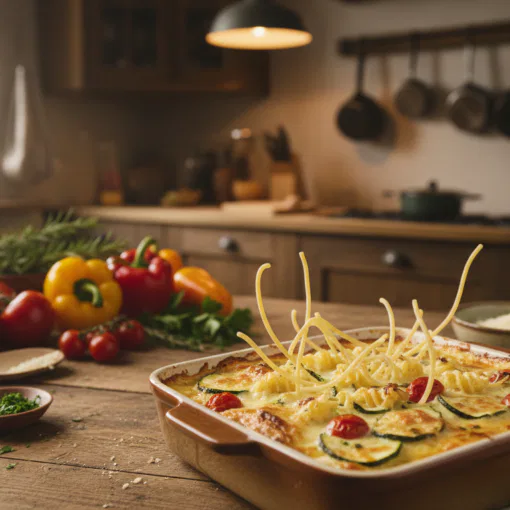 Nudelauflauf mit rohen Nudeln