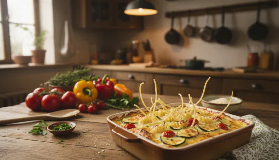 Nudelauflauf mit rohen Nudeln