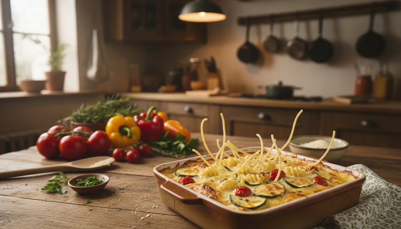 Nudelauflauf mit rohen Nudeln