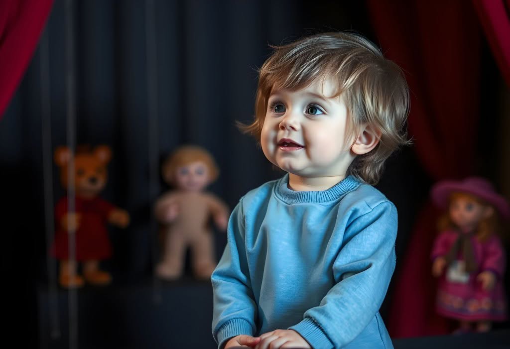 Kind im Puppentheater